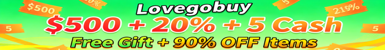 Lovegobuy | 500$ + 20% + 5 Cash, Free Gift + 90% OFF Items