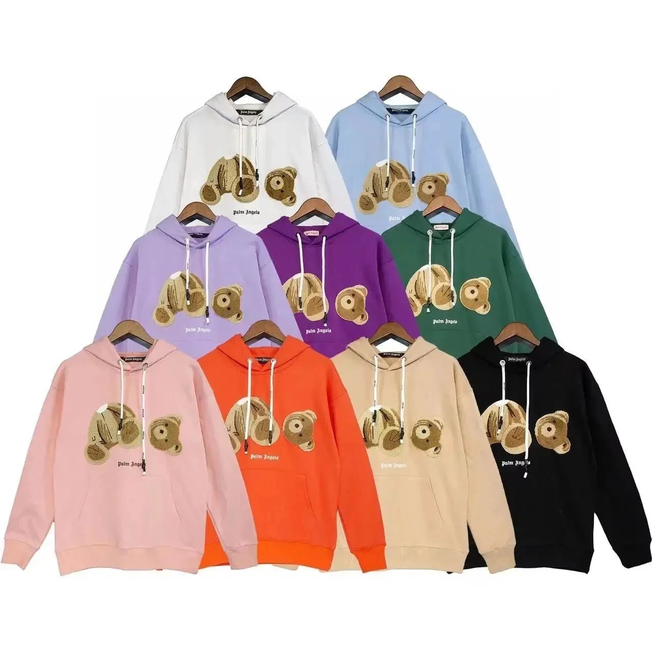 Palm Angels Hoodie White and Light Blue